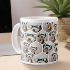 7 Photo Collage Giant Coffee Mug – Funky Hexagon Pattern Personalized Cup, Custom Photo Gift for Coffee Lovers, Family, or Friends, Unique Birthday, Christmas, or Office Desk Mug 33767936 - DiyGiftly