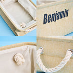 Personalized Storage Basket with Name Toy Bin Linen Organizer Gift for Children