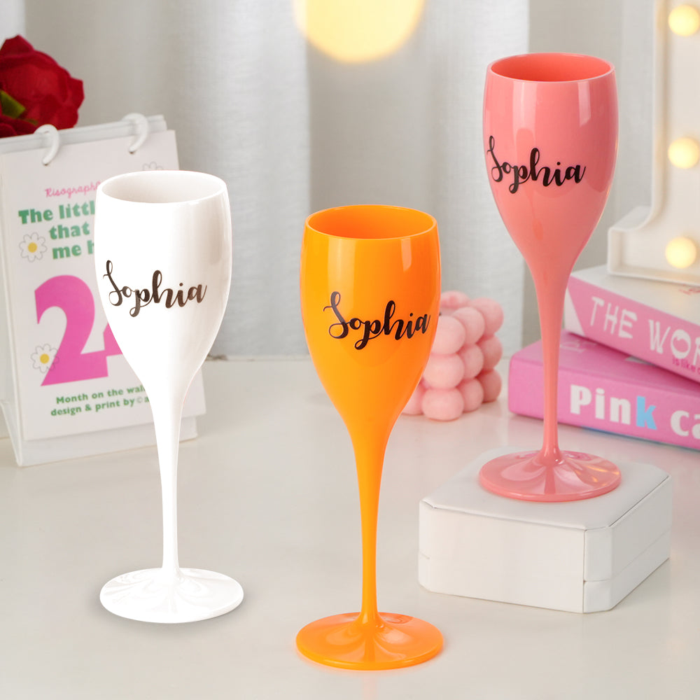 personalized champagne toasting flutes birthday bachelorette bridal favors her display
