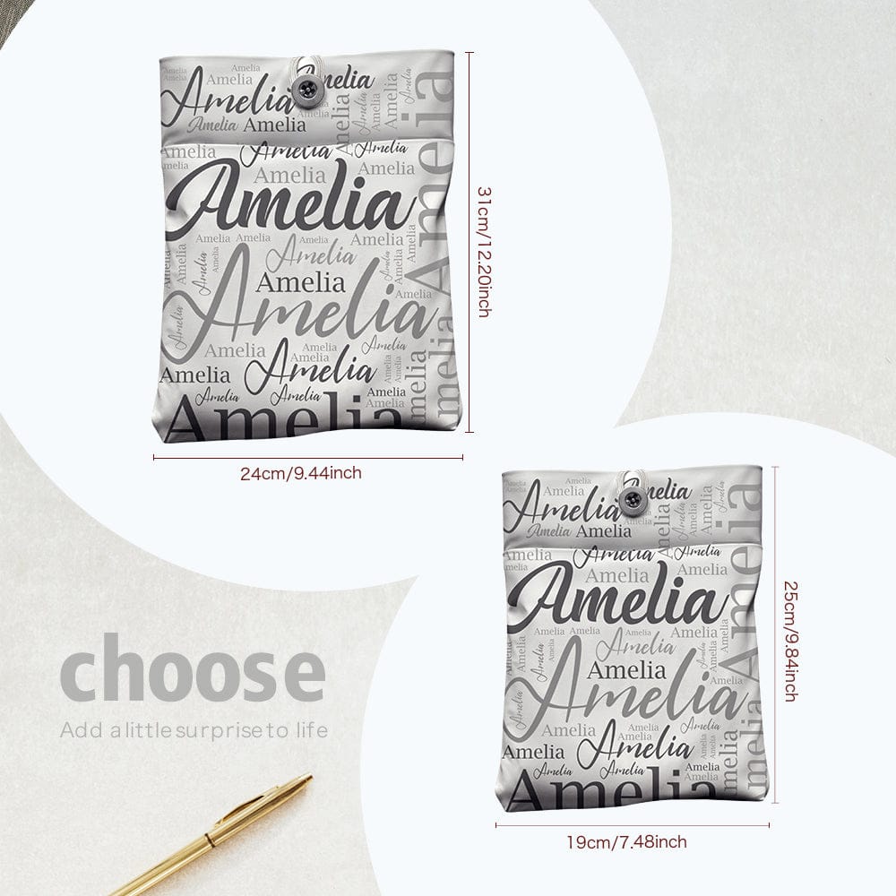 Personalized Name Book Cover with Pocket Book Cover Protector Gift for Book Lover