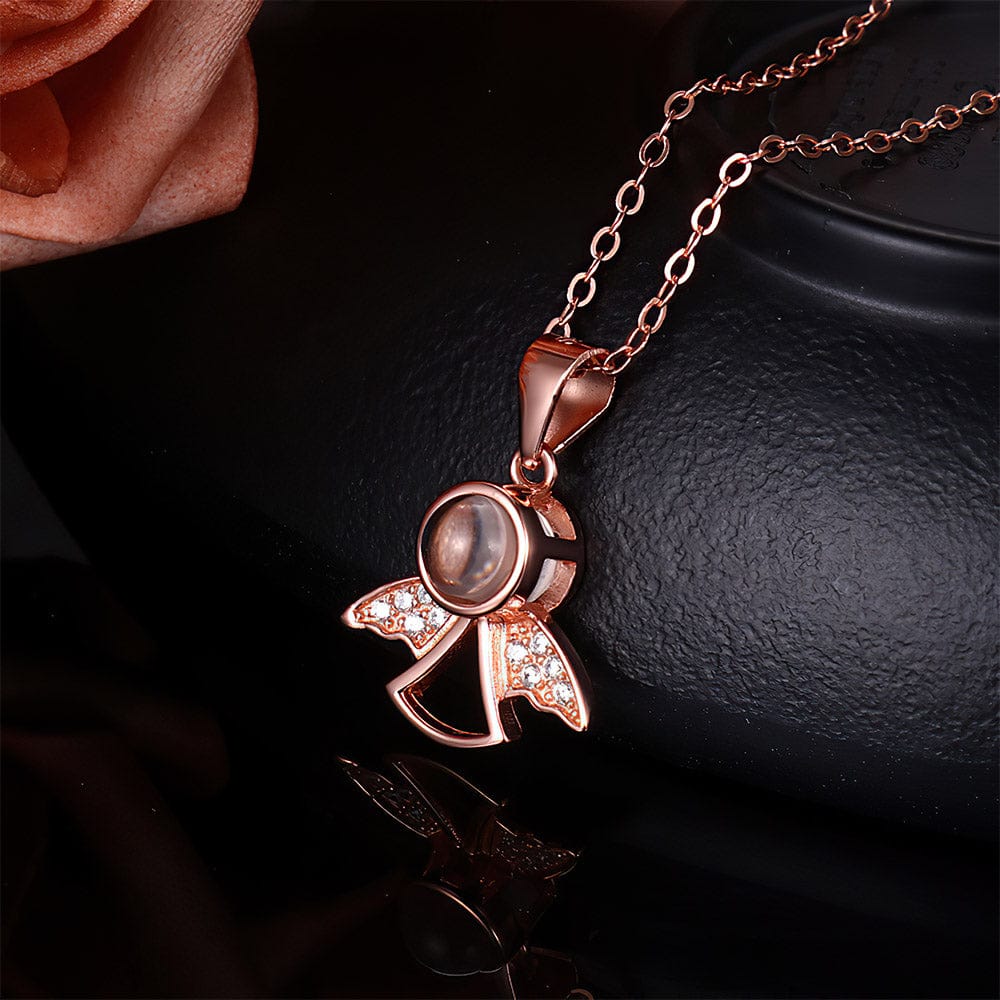 Customized Angel Pendant Photo Projection Necklace 925 Silver