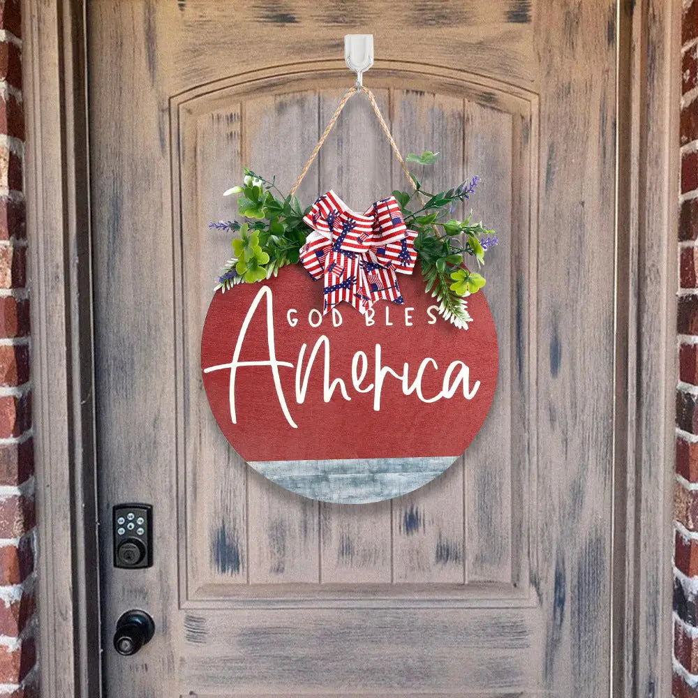 4th of July Welcome Door Sign Independence Day Decorations Front Door Hanger Gifts