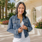 gifts for wife Wrapped in Your Memory - Pearl Denim Jacket, Personalized Photo Jean Jacket, Stylish Everyday Wear for Date Ni
