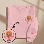 Custom Embroidered-Style Pet Sweatshirt – Personalized Pullover with Pet Name & Wreath