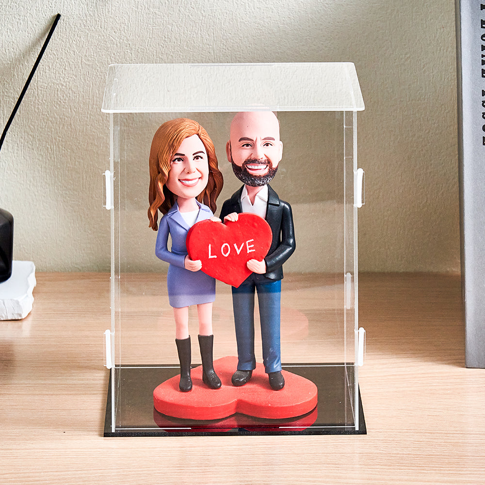 custom bobble head fun tribute someone special figurine character dustproof clear acrylic front view