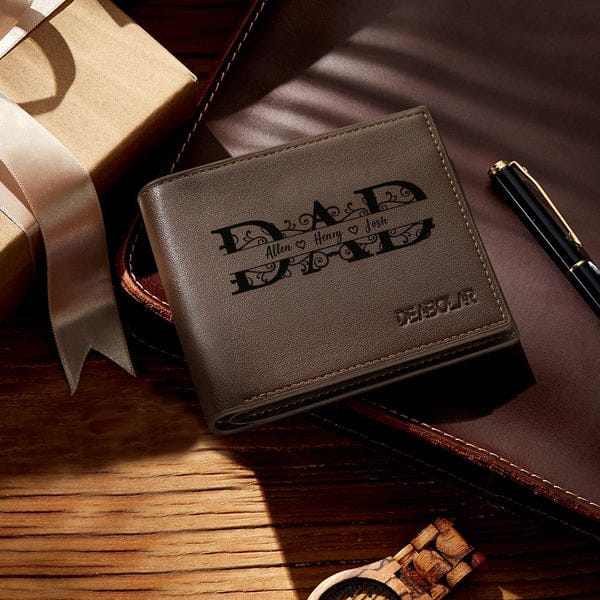 fathers day surprise leather wallet for dad inspired by dad name wallet pu leather men wallets for father s day gift
