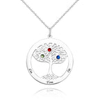 Personalized Family Tree Necklace Engraved Name Birthstone Necklace S925 Silver