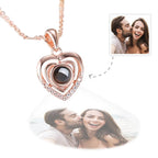 gifts for wife Love Her Always - Personalized Keepsake - Customized Heart Pendant Photo Projection Necklace 925 Sterling Silv