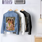 gifts for wife Wrapped in Your Memory - Pearl Denim Jacket, Personalized Photo Jean Jacket, Stylish Everyday Wear for Date Ni