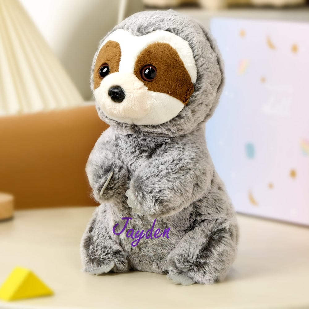 Personalized Sloth Plush Stuffed Toy with Custom Text Gift for Baby Shower