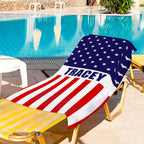 Personalized Name Flag Pentagram Beach Towel
