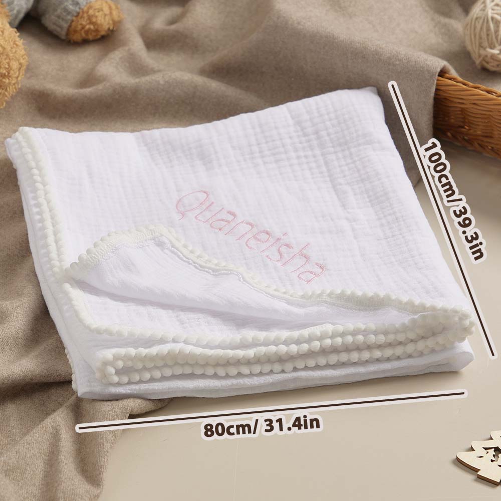 Personalized Baby Swaddle Blanket Custom Muslin Towel with Embroidered Name Gift for Baby