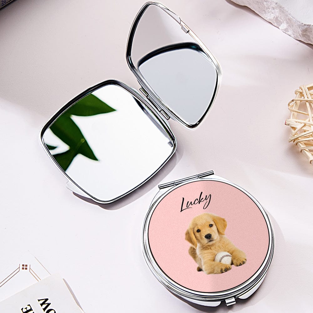 A Little Pet Love in Your Bag Compact Mirror Personalized Pet Portrait Travel Friendly Pocket Mirror