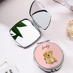 A Little Pet Love in Your Bag Compact Mirror Personalized Pet Portrait Travel Friendly Pocket Mirror