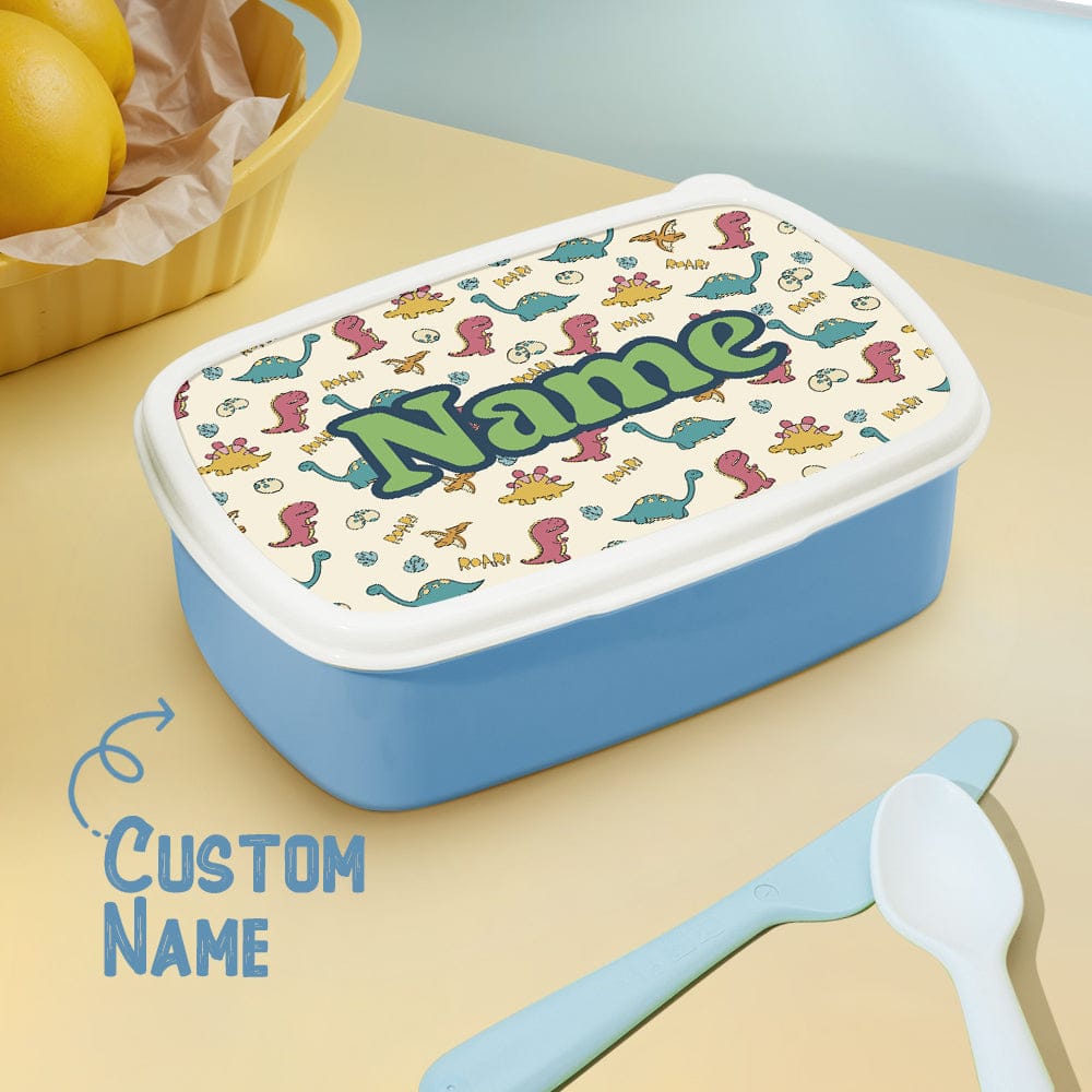 Personalized Cute Dinosaur Print Lunch Box with Name Birthday Gift for Kids