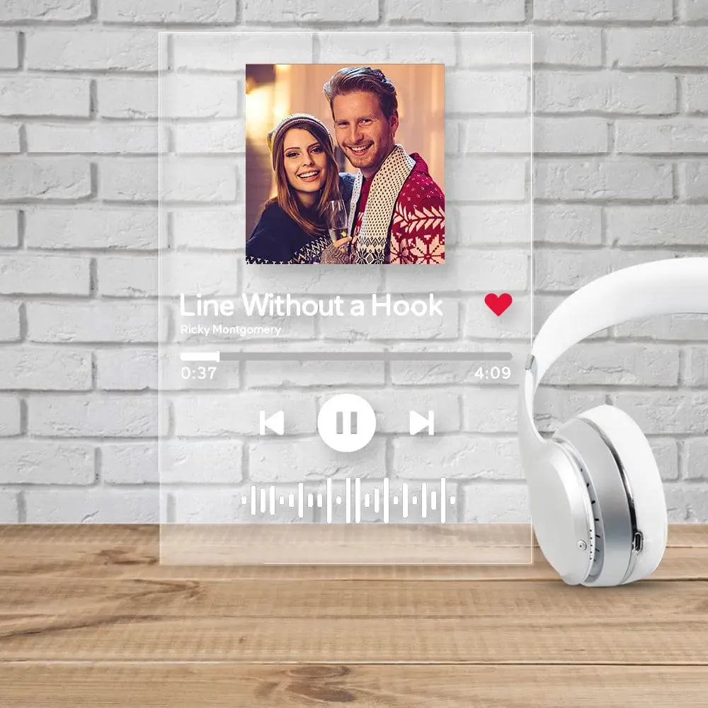 Music Code Art Glass Album Cover Custom Music Plaque Anniversary Gift For Lover