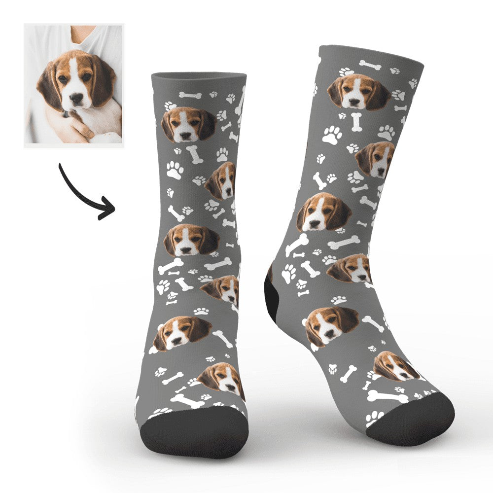 Personalized Pet Portrait Socks for Pet Lover Gifting Funny All Over Face Print Green