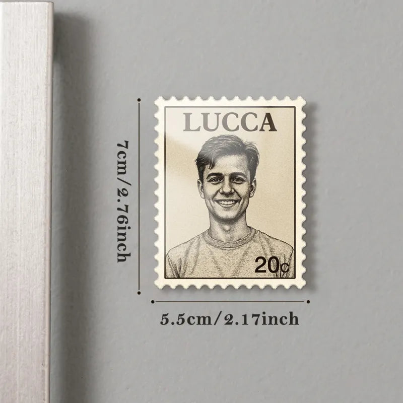 Custom Portrait Vintage Stamp Fridge Magnet Personalized Photo Name Postage Stamp Fridge Magnet Anniversary Gifts