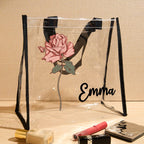 Personalized Waterproof Clear Tote Bag with Birth Flower Tote Bag Birthday Gift for Her