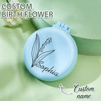 yellow compact mirror custom birth flower foldable design
