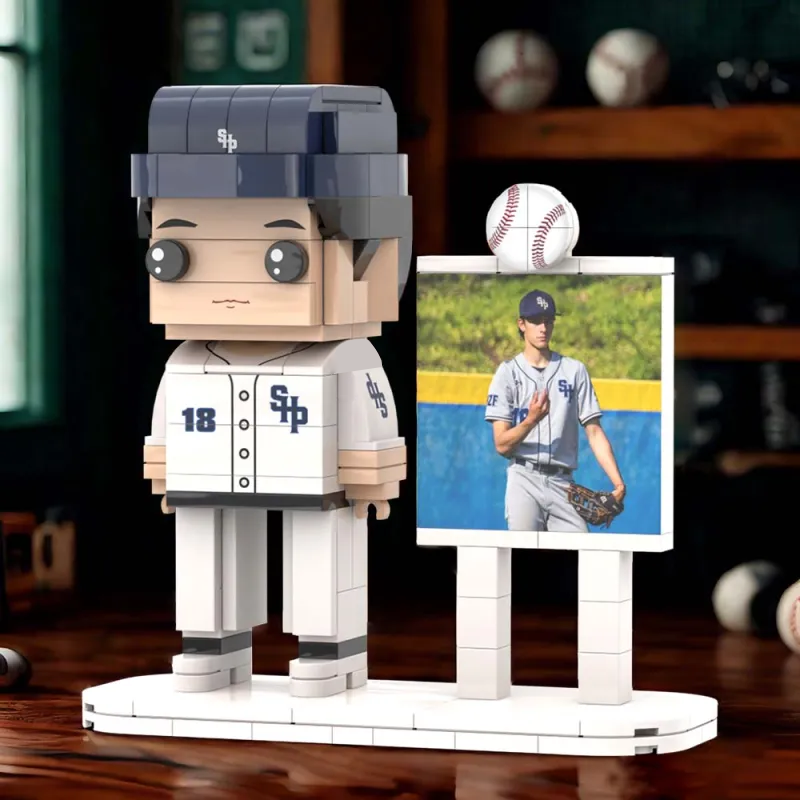 Full Body Customized 1 Person Brick Figures with Photo Baseball Theme Gift Birthday Gift Valentines Gift Father's Day Gift for Ballplayer