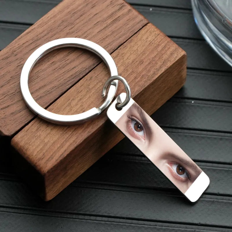 Custom Eye Photo Keychain Personalized Double-Sided Keychain Custom Text Best Gift For Anniversary