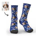 Blue Socks for Pet Lover Gifting Funny All Over Face Print