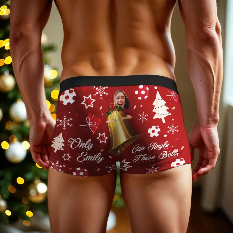 Personalized Face Boxer Only Can Jingle These Bells without Custom Belt Text Men Underwear Christmas Gift Personalized Photo Valentines Gift