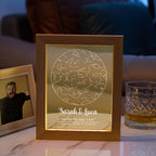Custom Engraved Star Map Print Constellation Print Night Light with Wood Frame