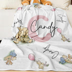 Personalized Winnie the Pooh Throw Blanket with Name Nursery Decor Birthday Baby Shower Gift for Kids