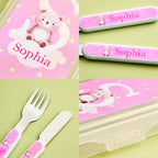 Personalized Kid’s Cutlery Set Cartoon Animal Fork Spoon Knife 3 Pcs Birthday Gift for Kids