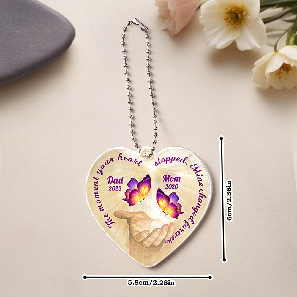 heart motif butterfly ornament personalized photo with custom name remembrance decor