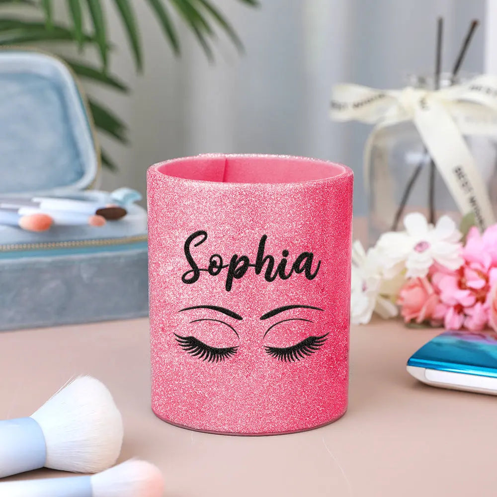 Personalized Glitter Color Make Up Brush Holder with Name Birthday Anniversary Gift for Women