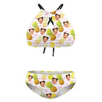 Custom Face Plus Size Swimwear Personalized Pineapple High Waist Bikini Swimsuit