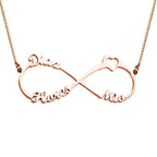 Heart Shape Custom Three Names Infinity Necklace 925 Sterling Silver