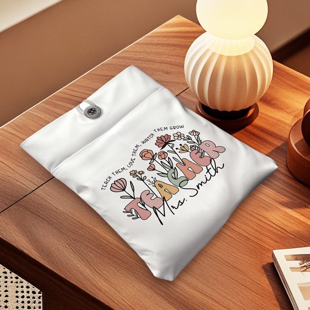 Personalized Spring Boho Wildflowers Book Cover with Pocket Book Cover Protector Gift for Teacher