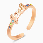 Custom Name Ring with Six Birthstones Anniversary Gift Valentine's Day Gift