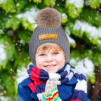 Personalized Leather Patch Beanie Custom Name Newborn Kids Winter Hat