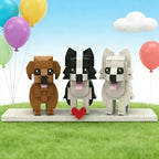 Brick Figures Personalized Pet Portrait for 3 Dogs 3 Dogs Full Body Style
