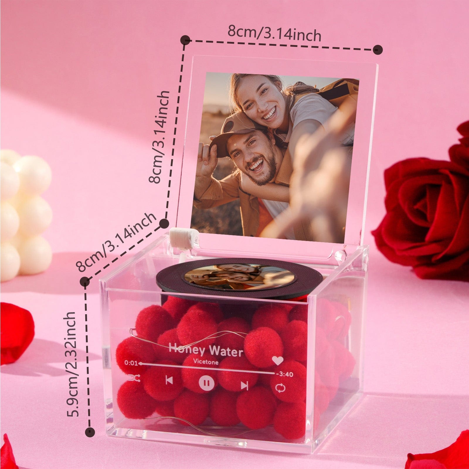 Mini Music Record Player Custom Photo with Light Personalized Music Acrylic Box