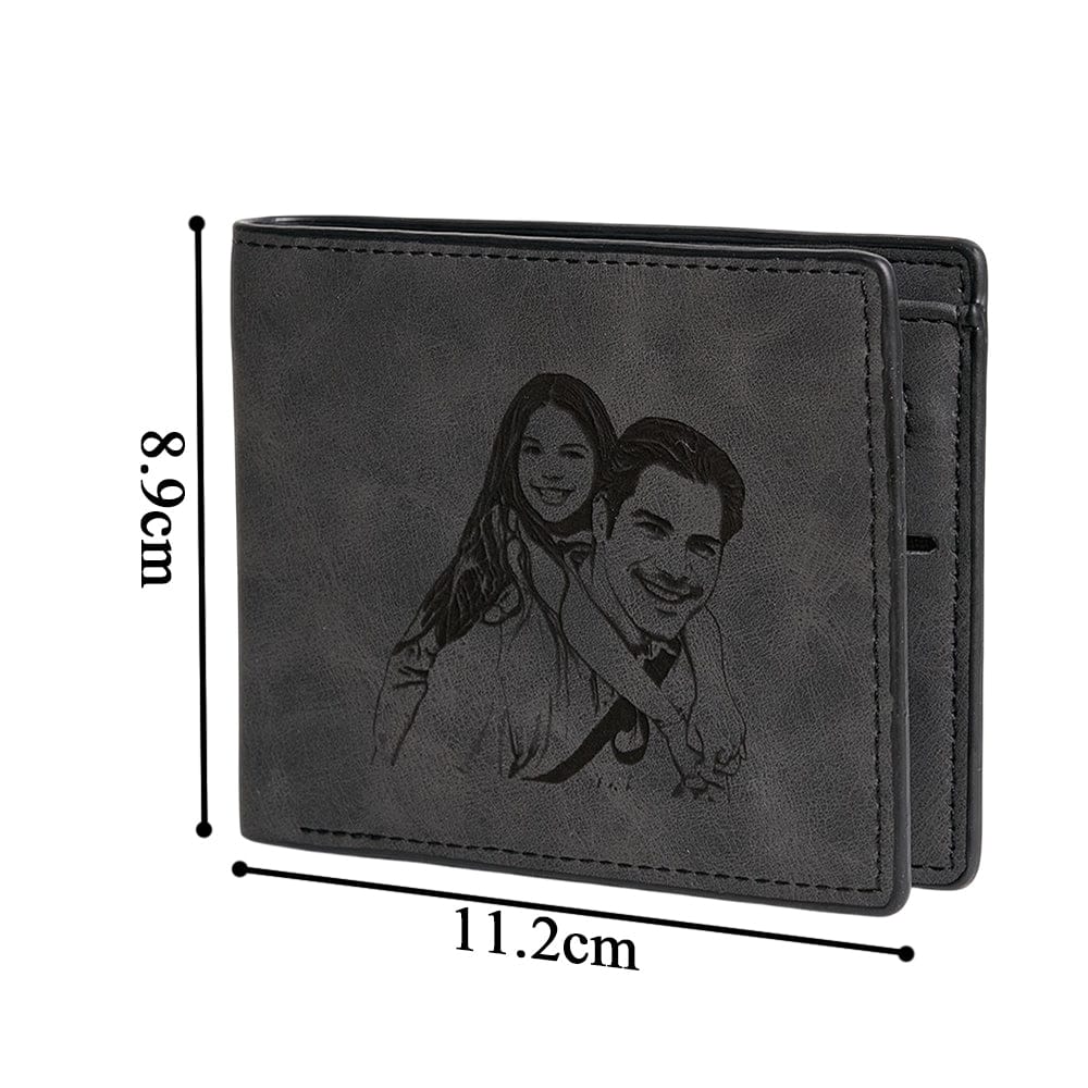 Personalized Photo & Message Wallet – Custom Engraved PU Leather Wallet Birthday Gift Father's Day Gift Christmas Gift