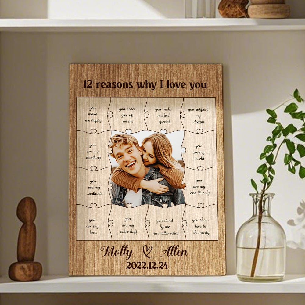 12 Reasons Why I Love You with Acrylic Photo,Personalized Valentine's Day or Romantic Anniversary Gift for Boyfriend