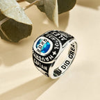 Personalized Birthstone Class Signet Ring with Engraved Symbol Name and Text Class of Graduation Gift for High School University Graduates