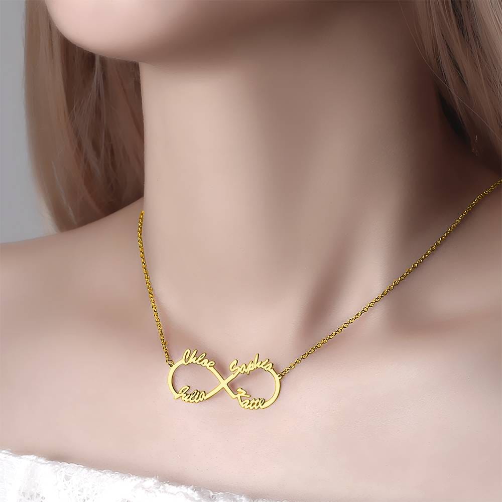 Custom Infinity Name Necklace with Four Names - S925 Silver