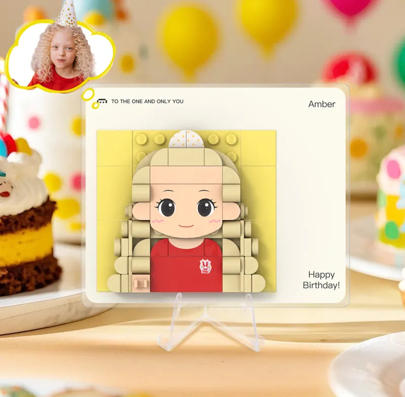 Customized 1 Person Brick Figure Greeting Card Acrylic Display Valentine's Day Gift Birthday Gift