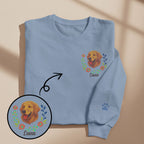 Custom Embroidered-Style Pet Sweatshirt – Personalized Pullover with Pet Name & Wreath