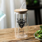 Personalized Highland Cow Tumbler with Name Clear Can Glass Gift for Highland Cow Lovers