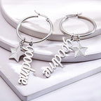 Custom Name Earrings With Little Star Simplicity Stainless Steel Earrings