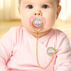Custom Name Baby Pacifier & Clip Set with Flower – Personalized Newborn Gift
