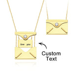 Custom Engraved Necklace Envelope Letter Secret Message Locket Jewelry Pendant